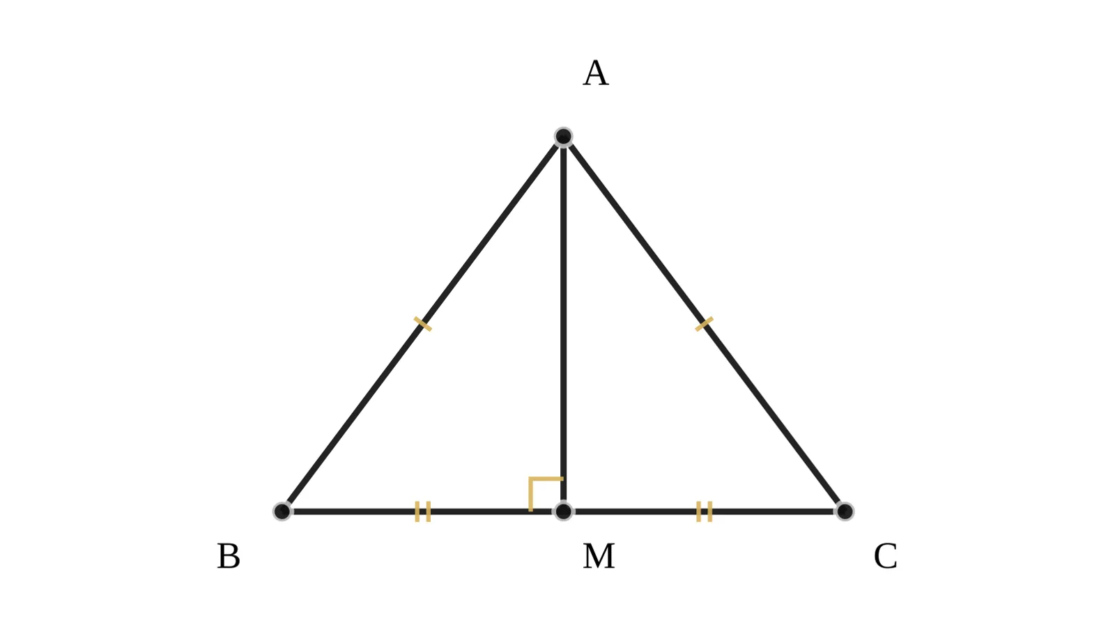 Solution diagram with a right-angle mark at M and the same givens as the student version